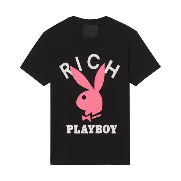 John Richmond x Playboy Logo Print T-Shirt in Black - Picture 2 of 11